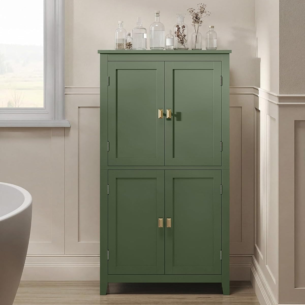Green Elevated Leg Storage Cabinet