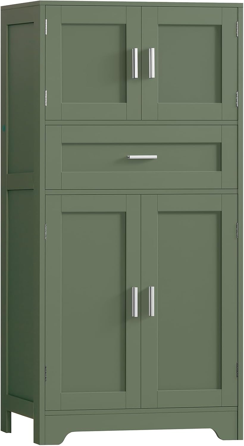Green 4-Door Bathroom Storage Cabinet