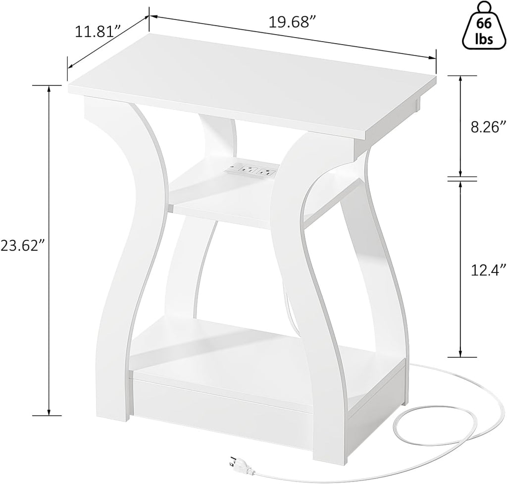 White 3-Tier End Table Set of 2