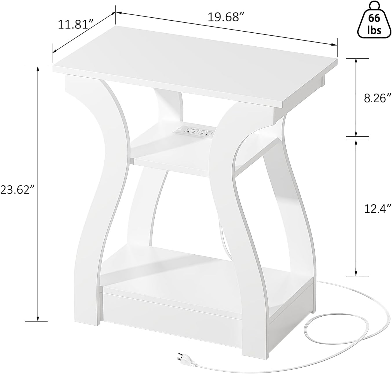 White 3-Tier End Table Set of 2