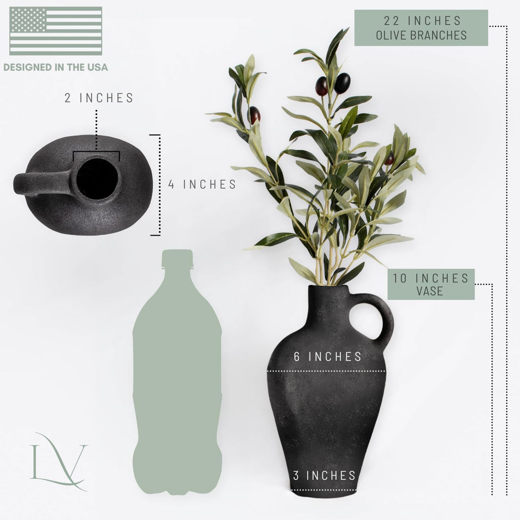 Textured Ceramic Vase Gift Set with Artificial Plants