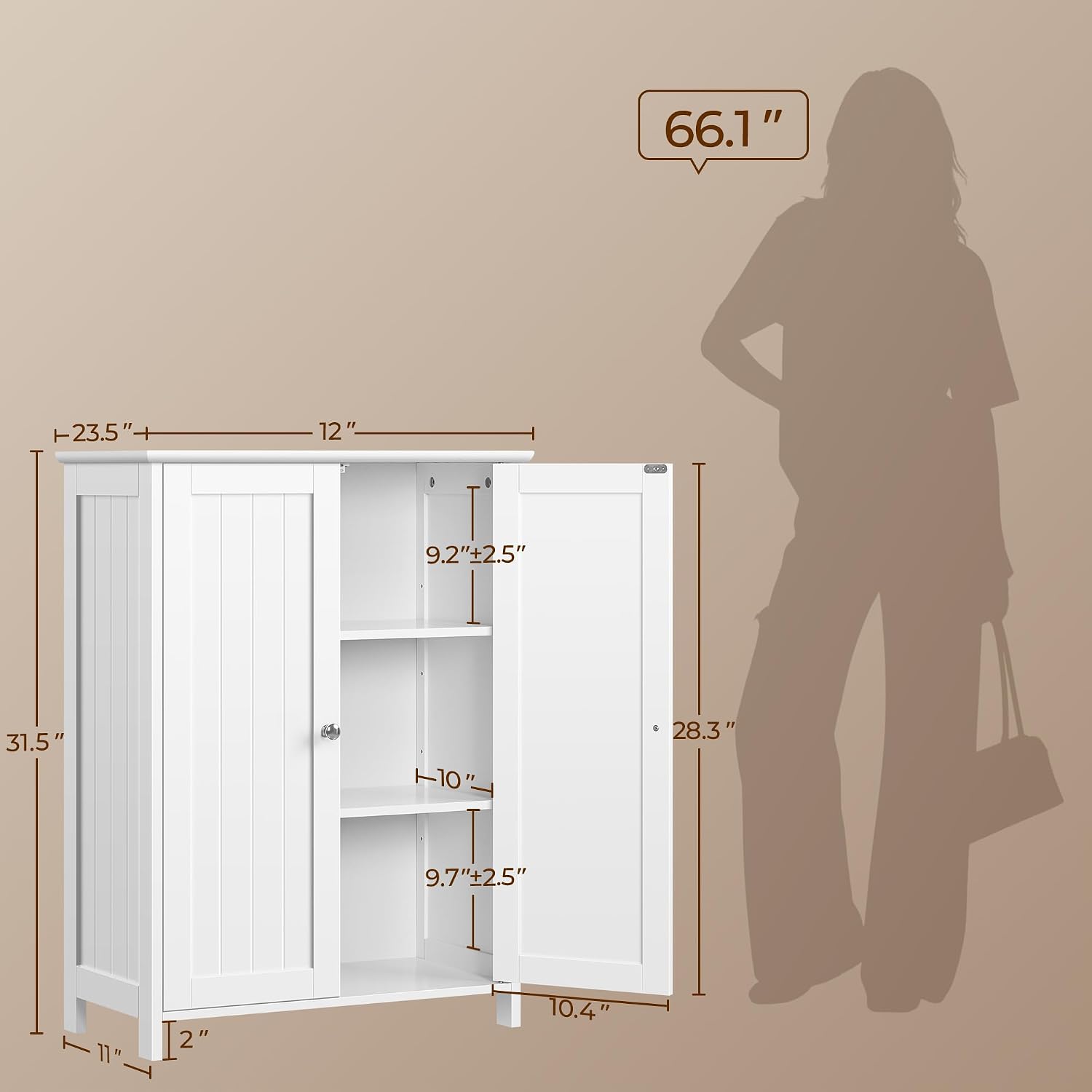 White Bathroom Freestanding Storage Cabinet