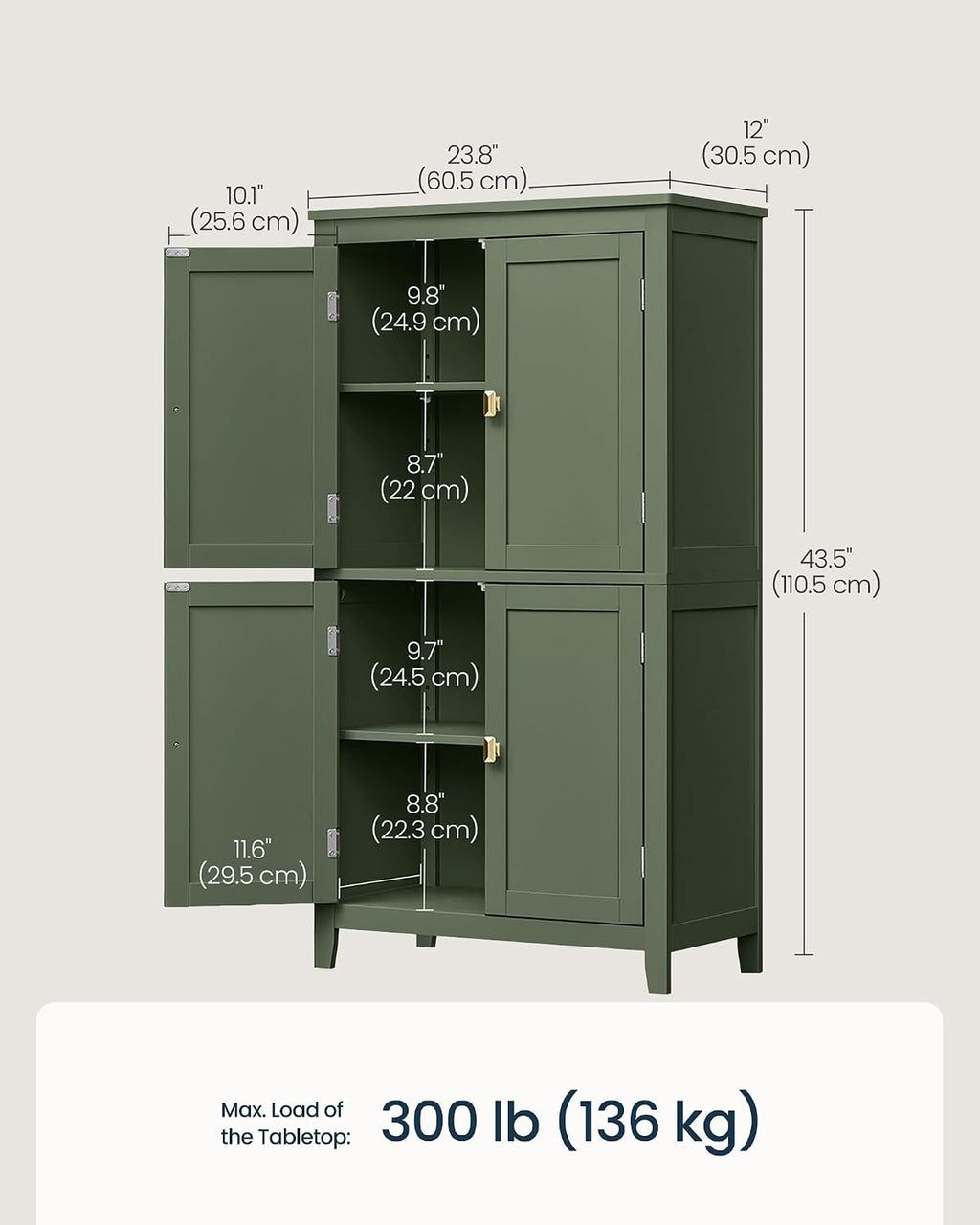 Green Elevated Leg Storage Cabinet