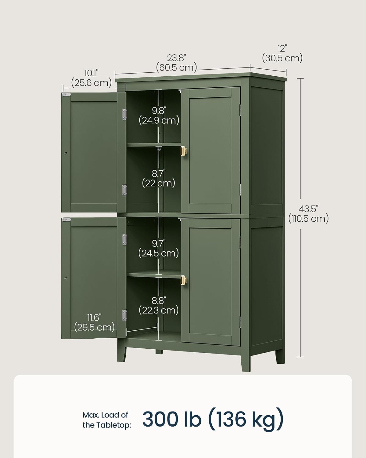 Green Elevated Leg Storage Cabinet