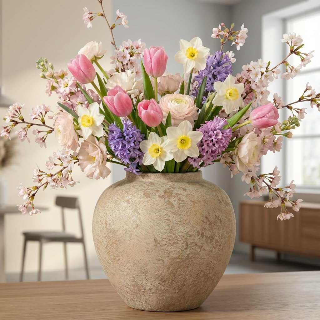 Sand Glaze White Farmhouse Ceramic Vase