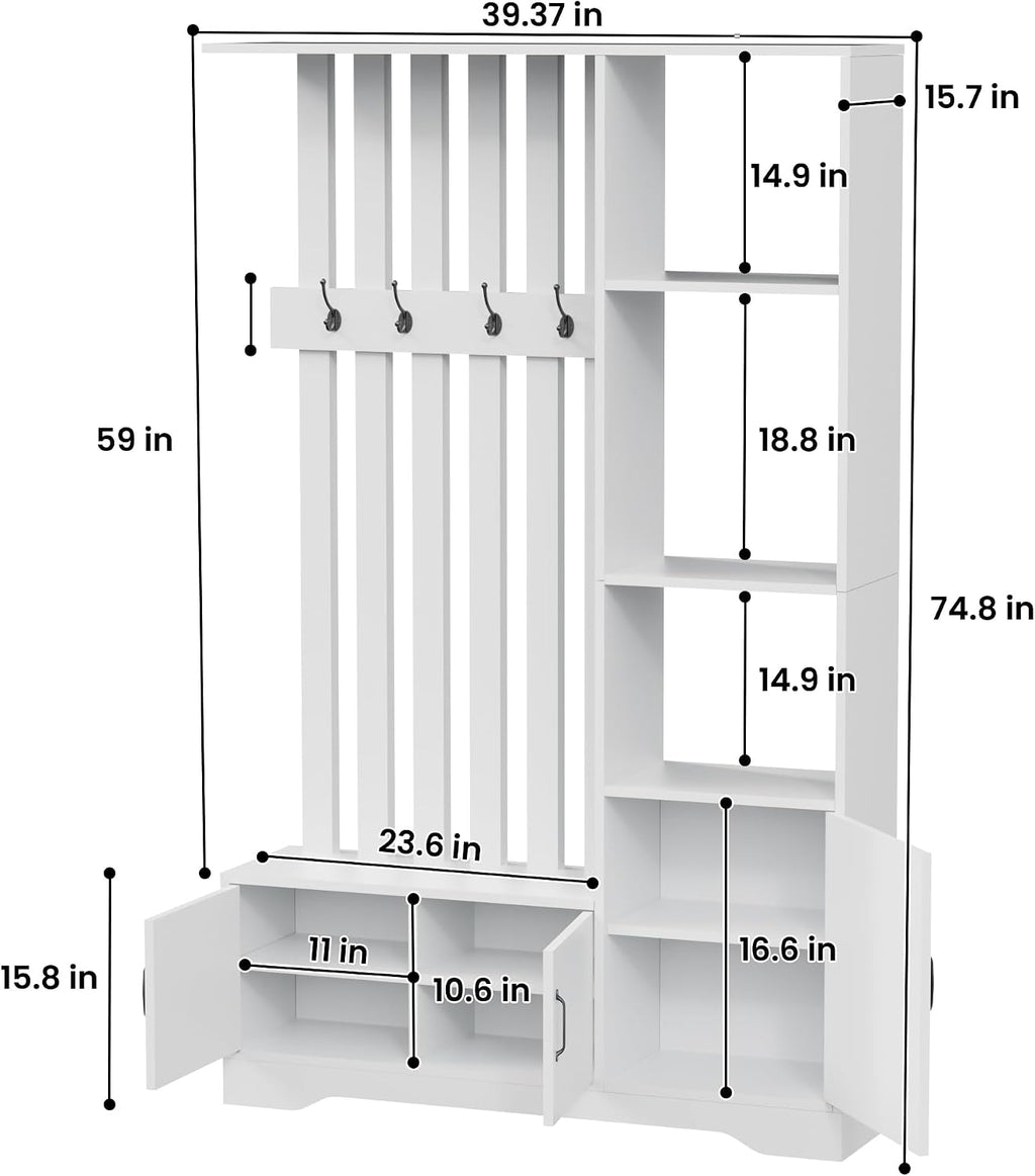 Floor-to-Ceiling Room Divider with Shoe Storage & Coat Rack
