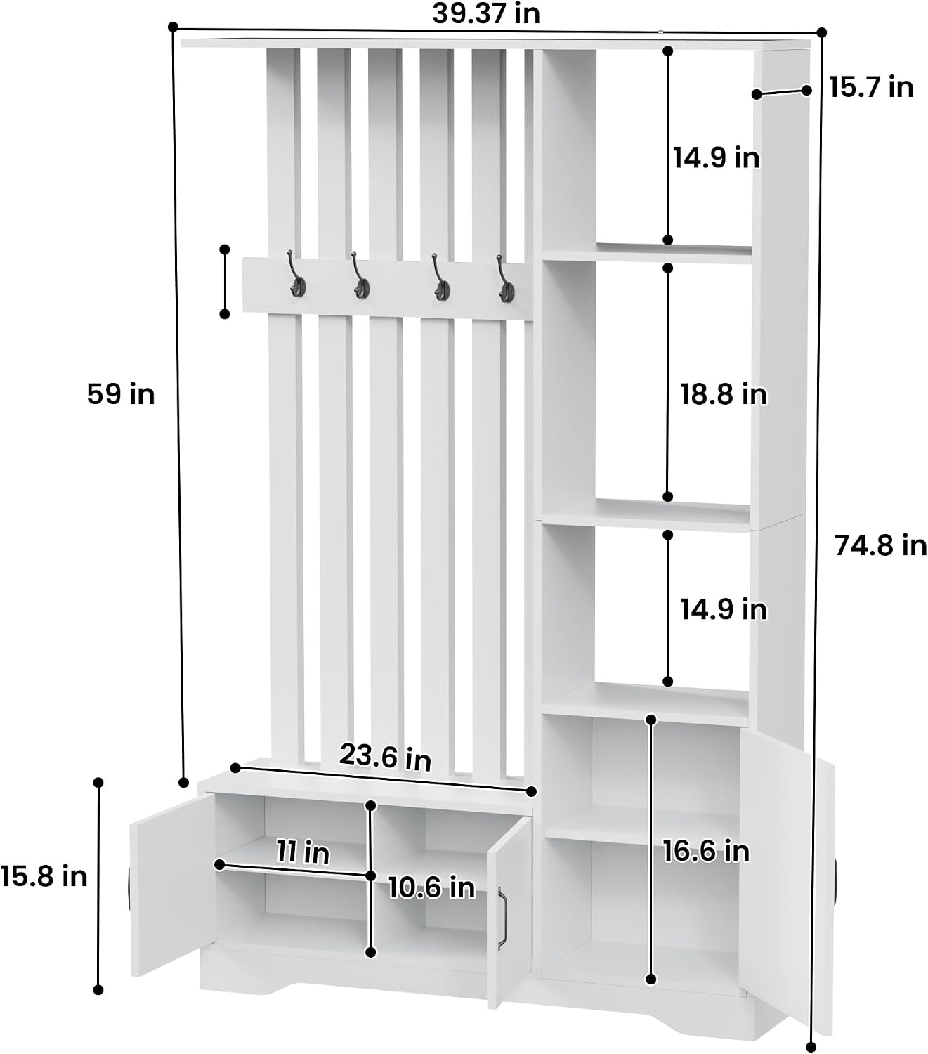 Floor-to-Ceiling Room Divider with Shoe Storage & Coat Rack