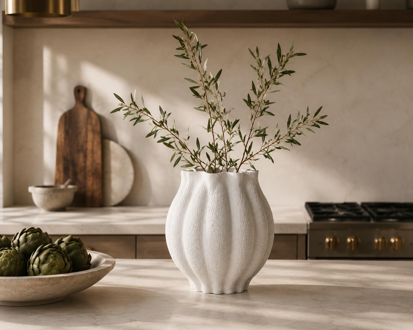 Textured White Sculptural Ceramic Vase