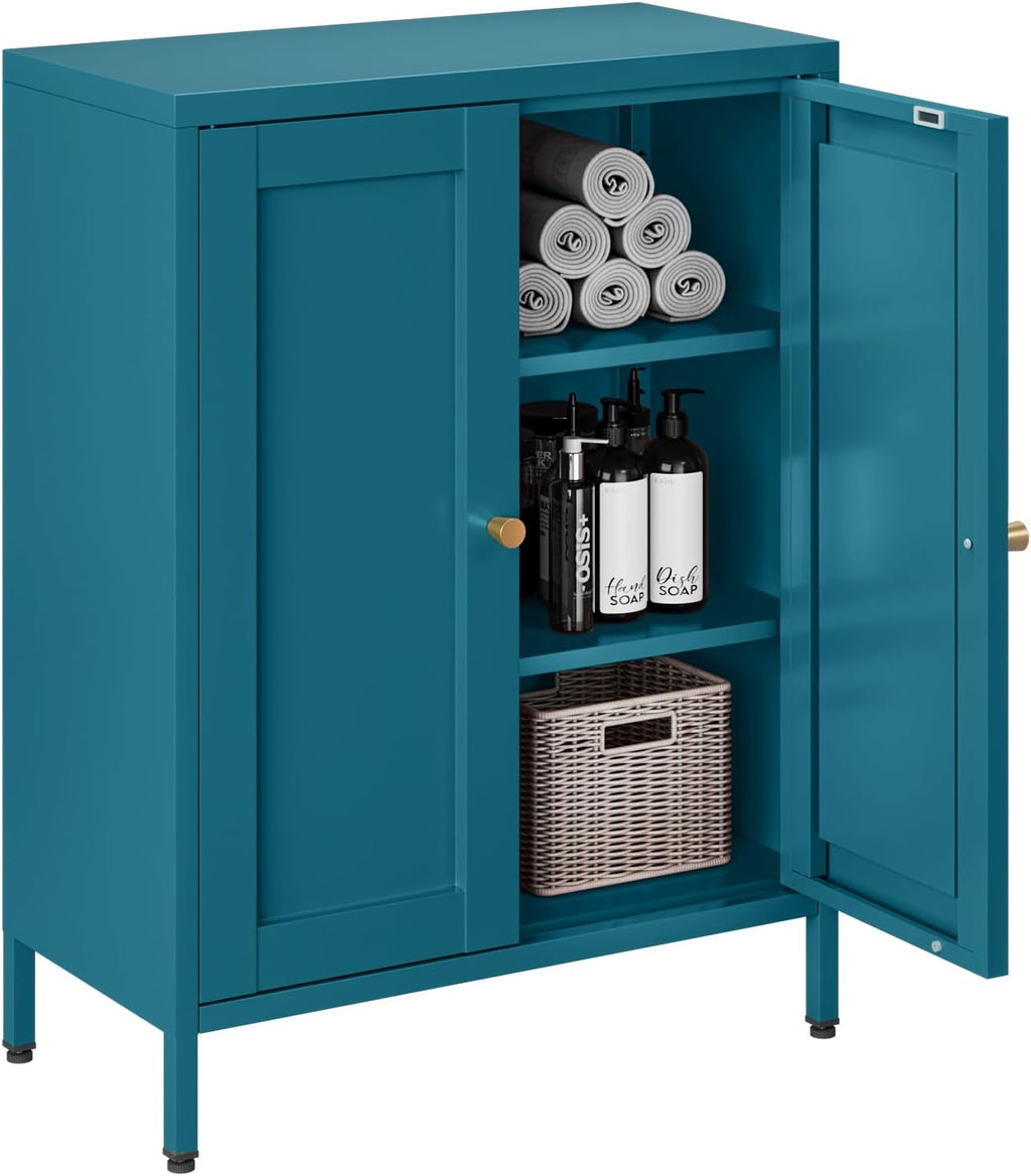 Blue Metal Bathroom Storage Cabinet