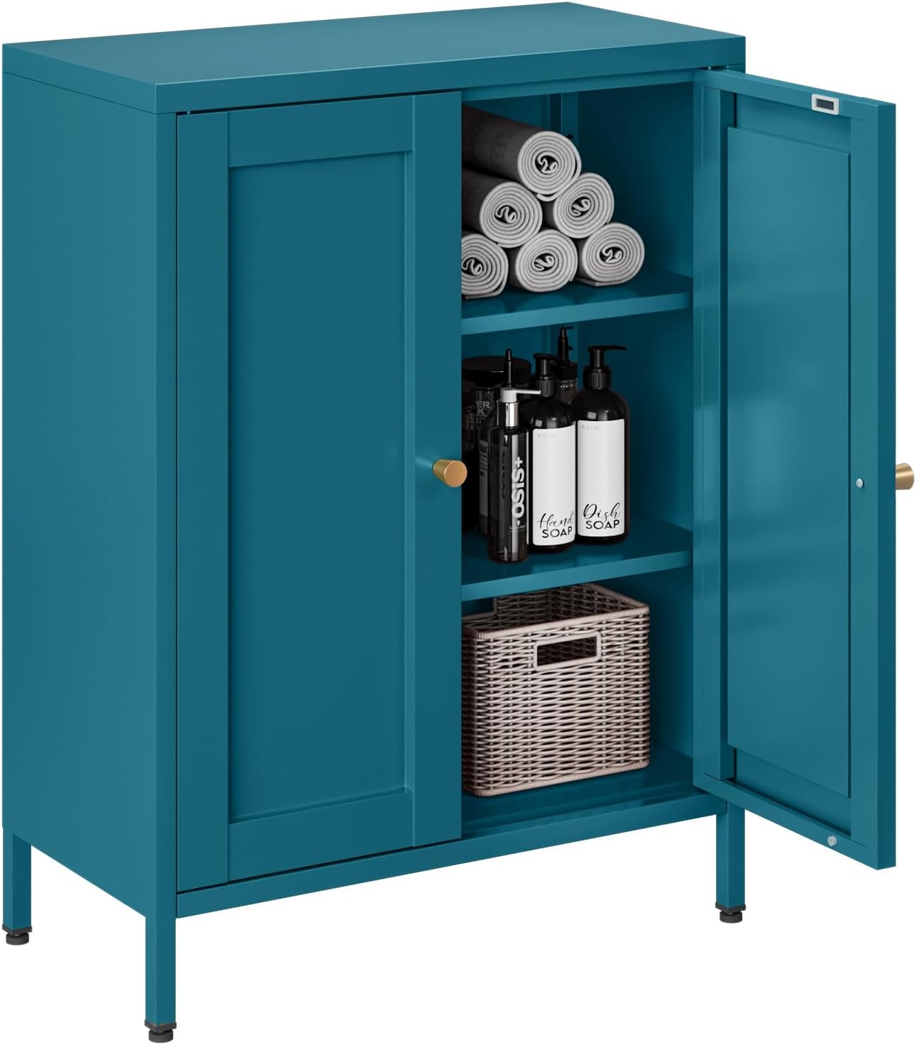 Blue Metal Bathroom Storage Cabinet