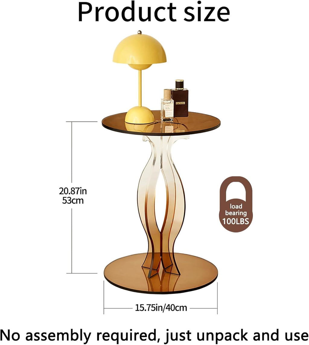 Amber Clear Acrylic Round Side Table