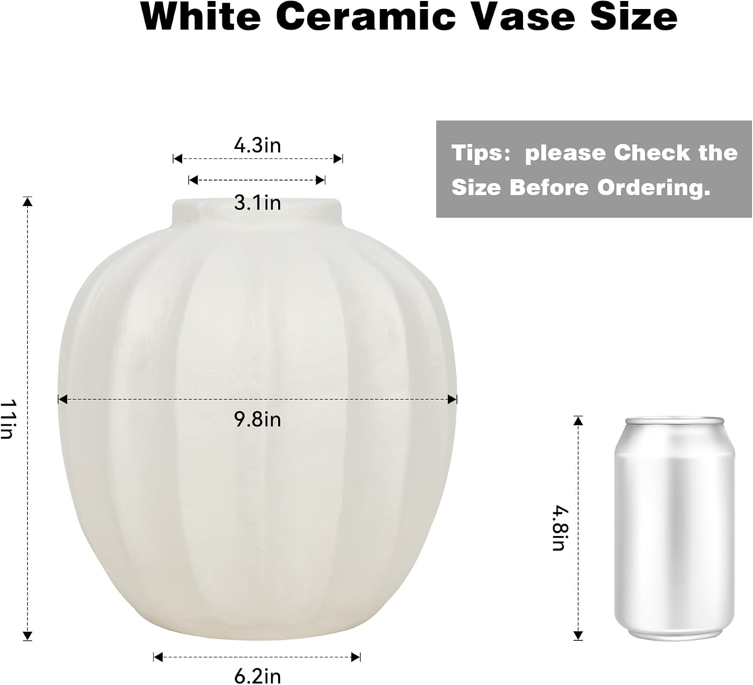 Large White Farmhouse Floor Vase