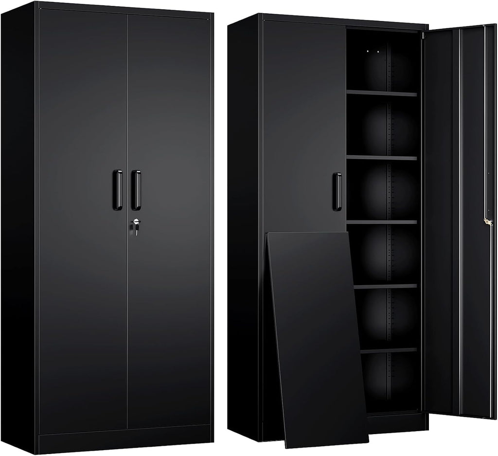 Black Lockable Metal Garage Cabinet