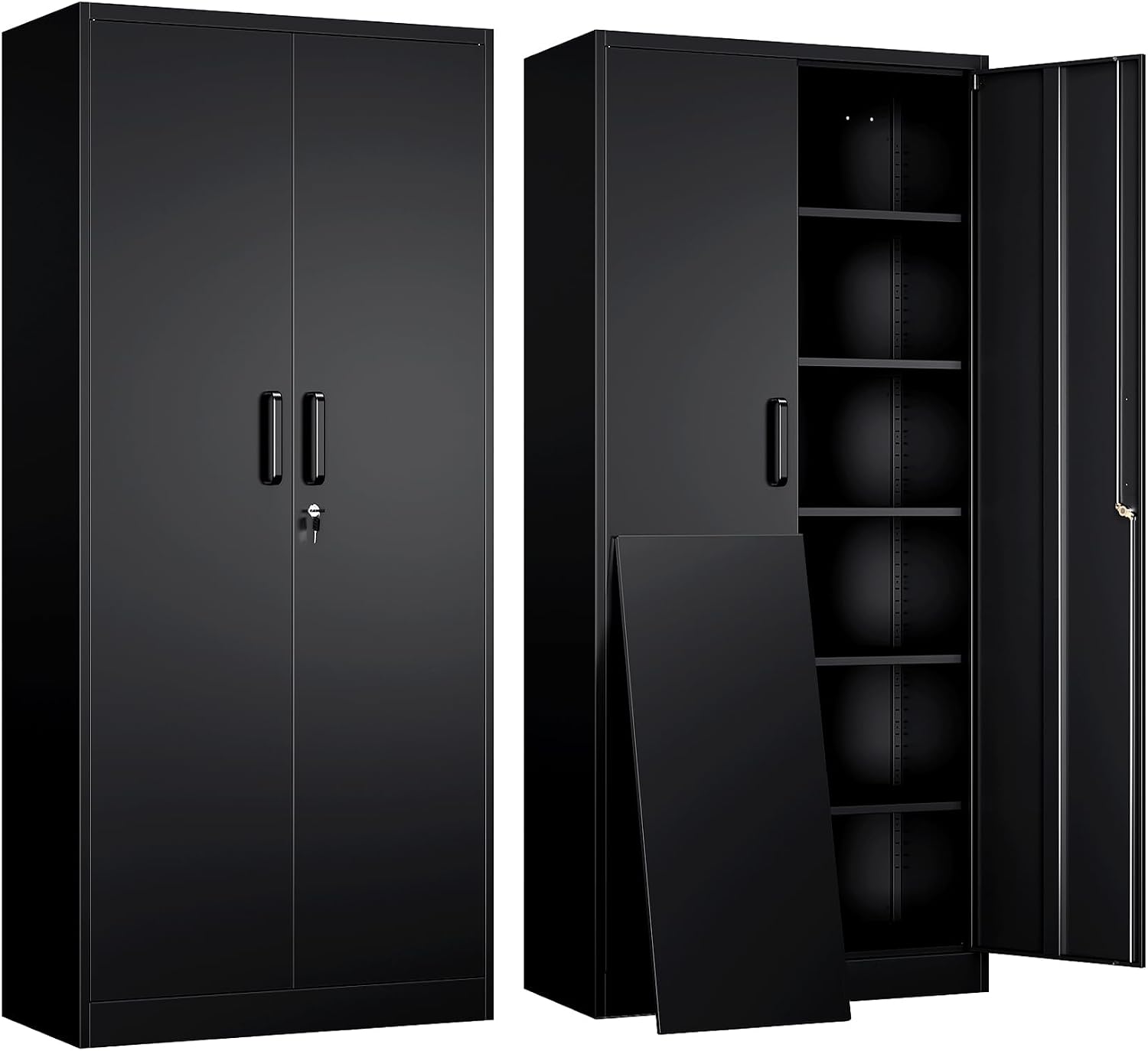 Black Lockable Metal Garage Cabinet
