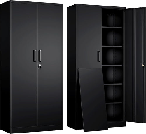 Black Lockable Metal Garage Cabinet