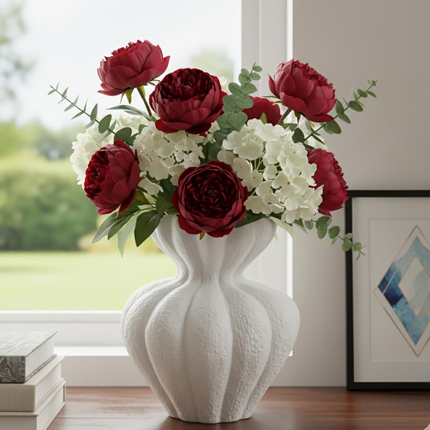 White Boho Decor Ceramic Flower Vase