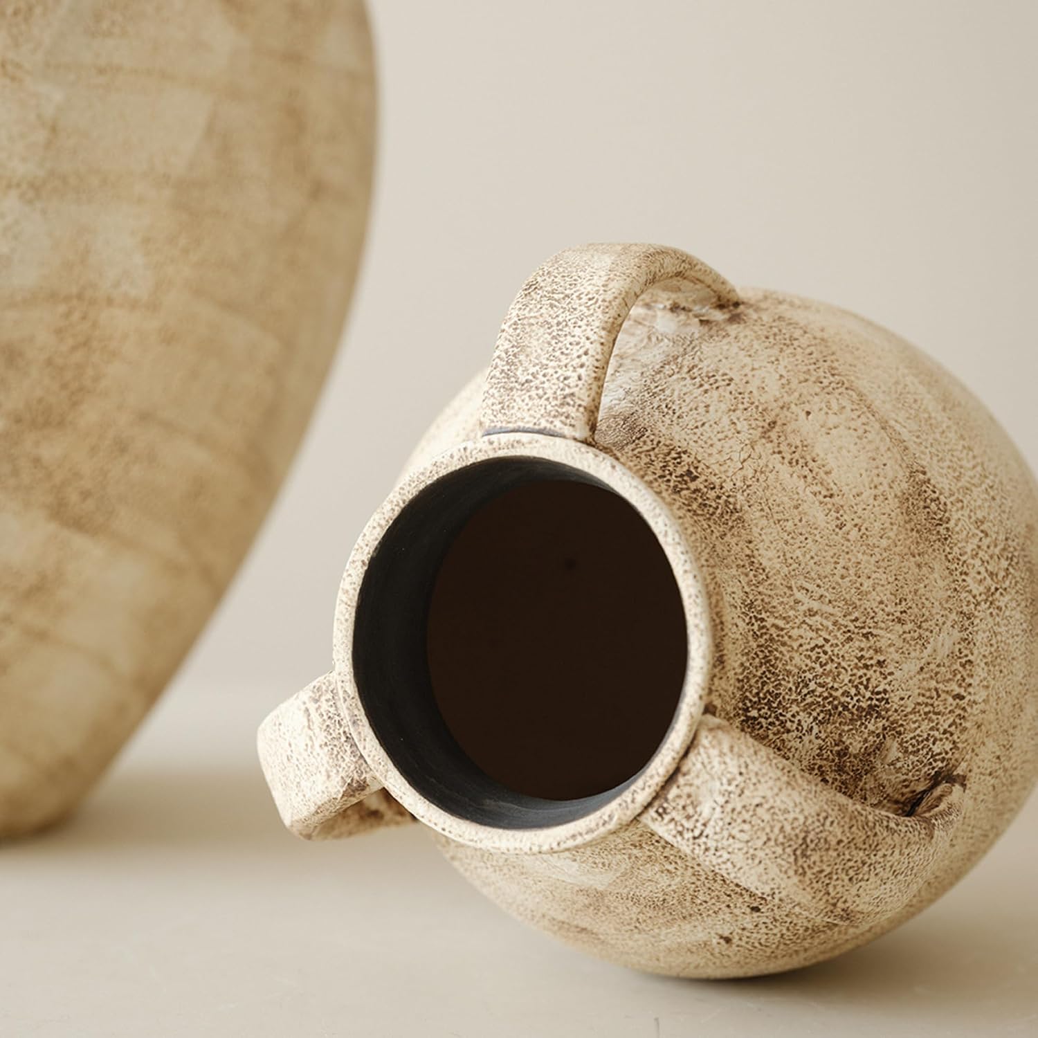 Stone Vein Three Handle Ceramic Vase