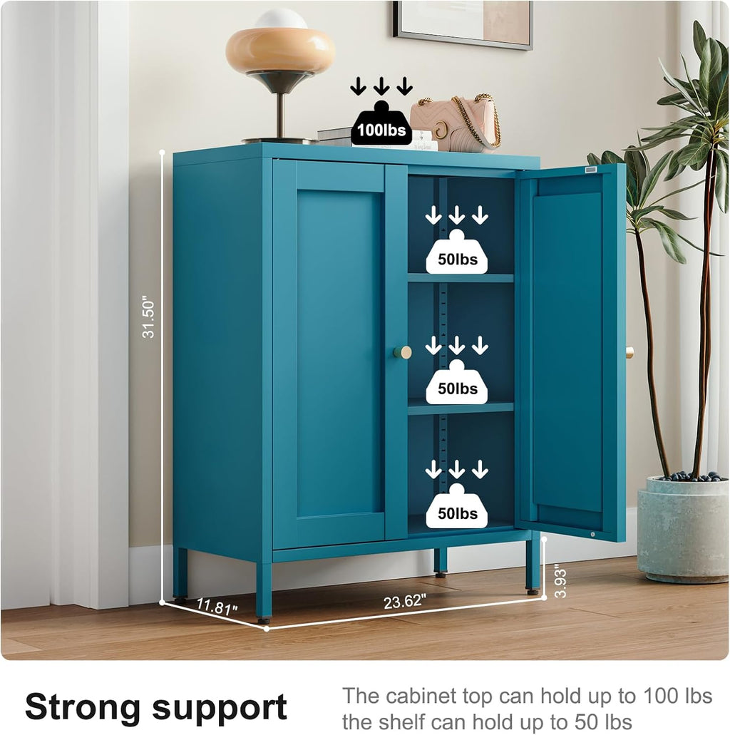 Blue Metal Bathroom Storage Cabinet