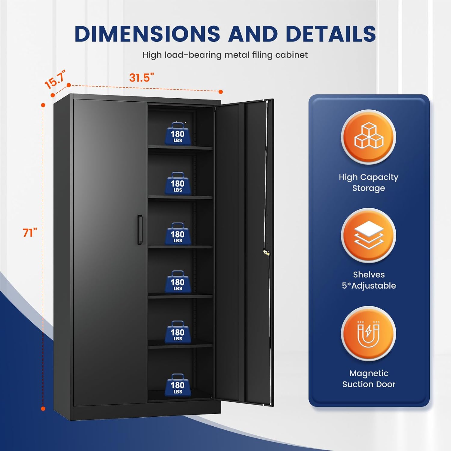 Black Lockable Metal Garage Cabinet