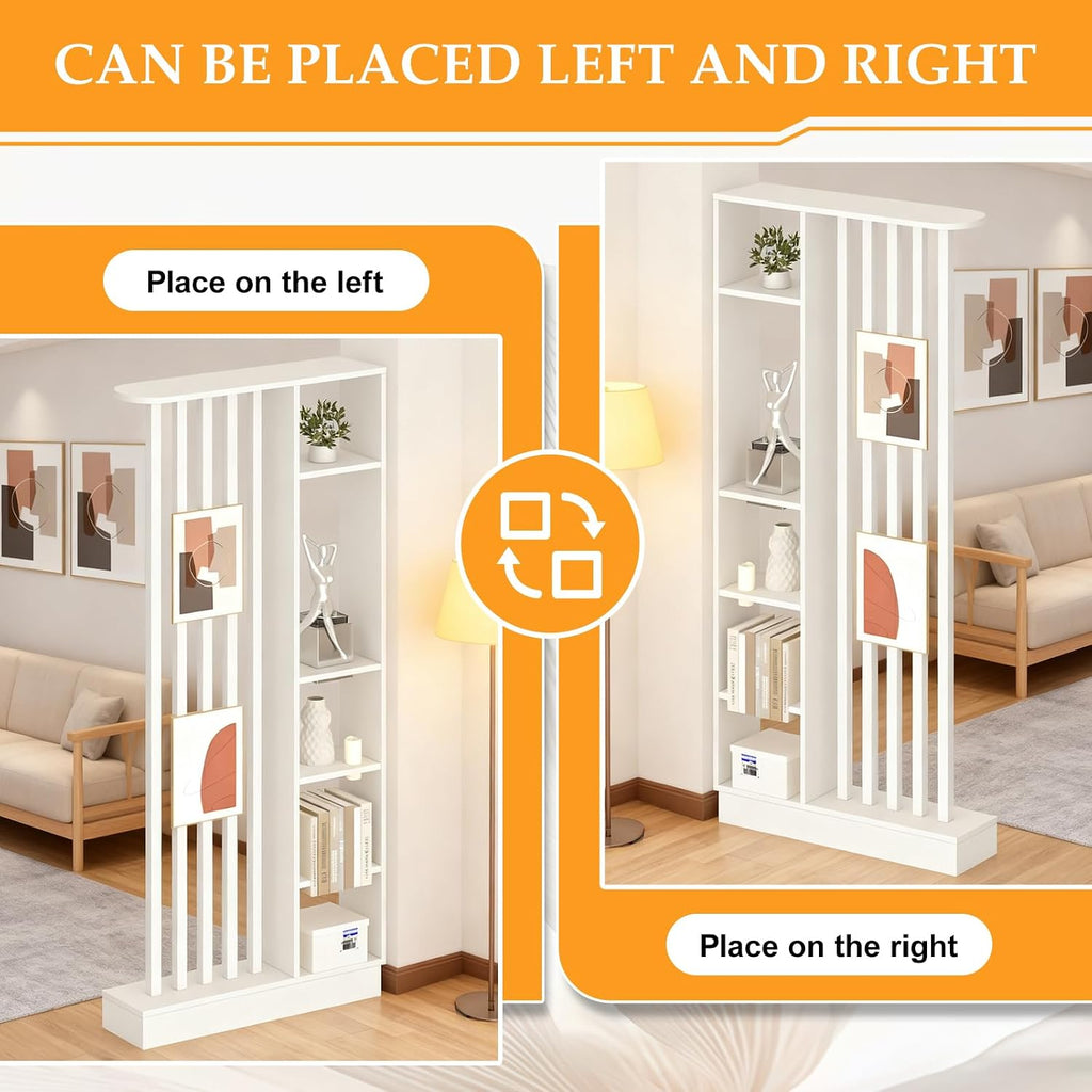 White Freestanding Storage Shelf Wall Room Divider