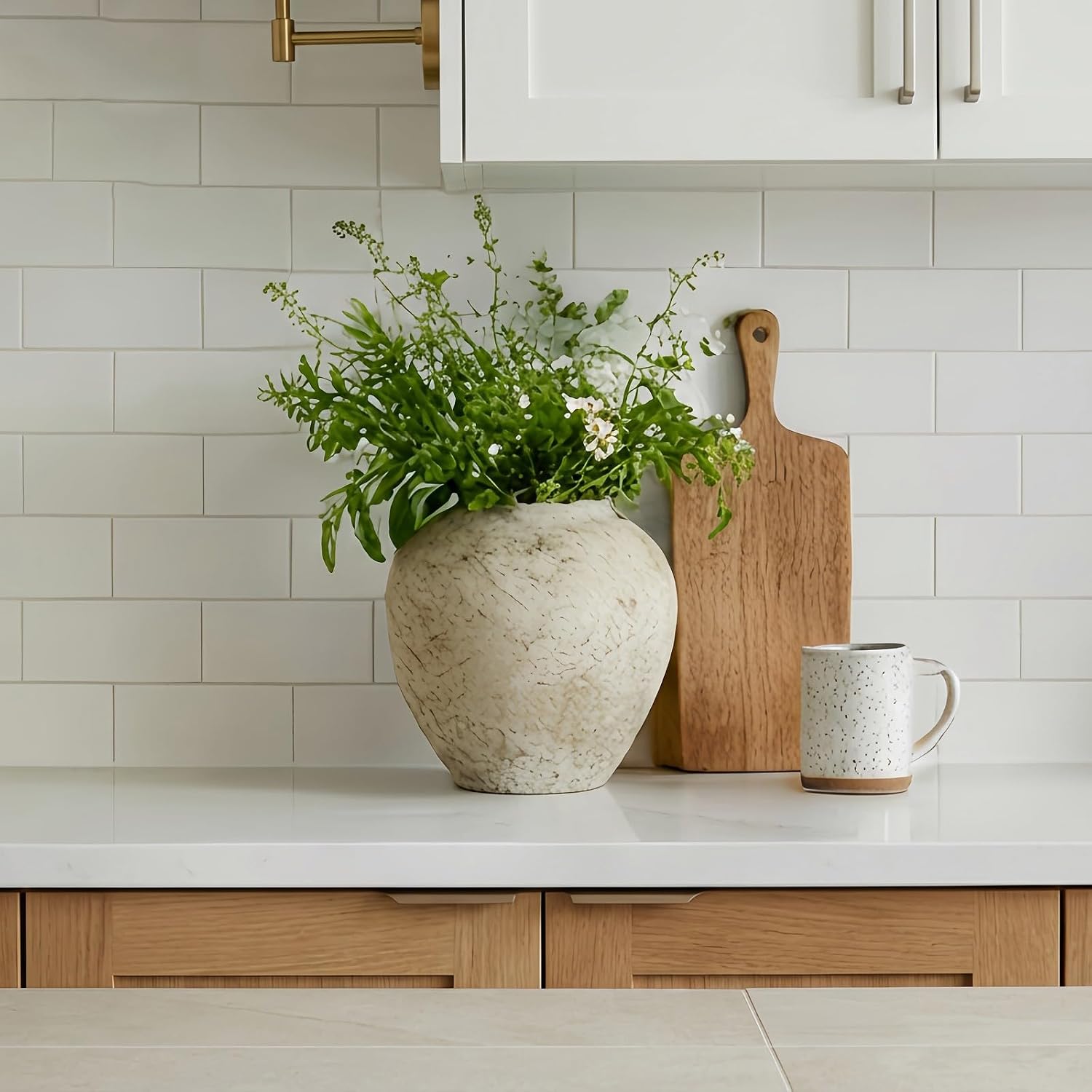 Sand Glaze White Farmhouse Ceramic Vase