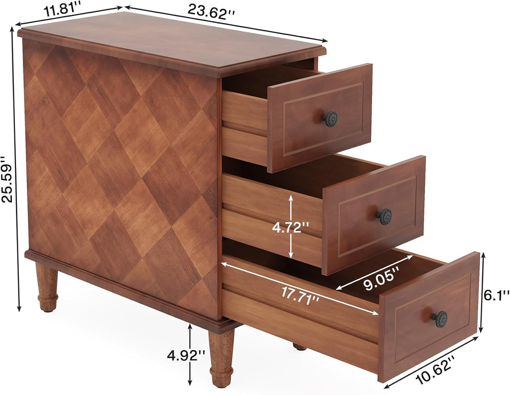 Brown Solid Wood Slim End Table