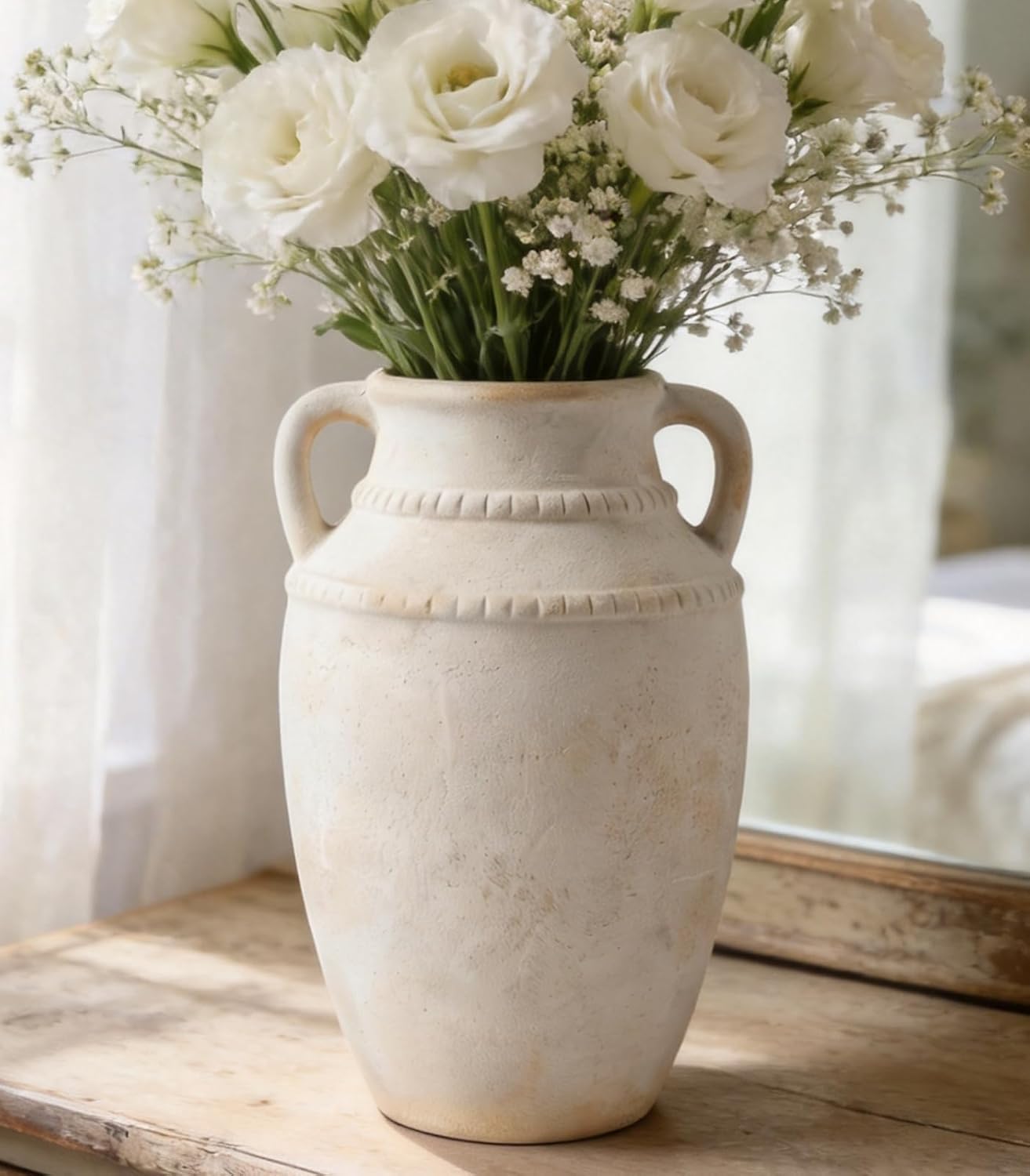 Rustic Farmhouse Ceramic Decor Vase