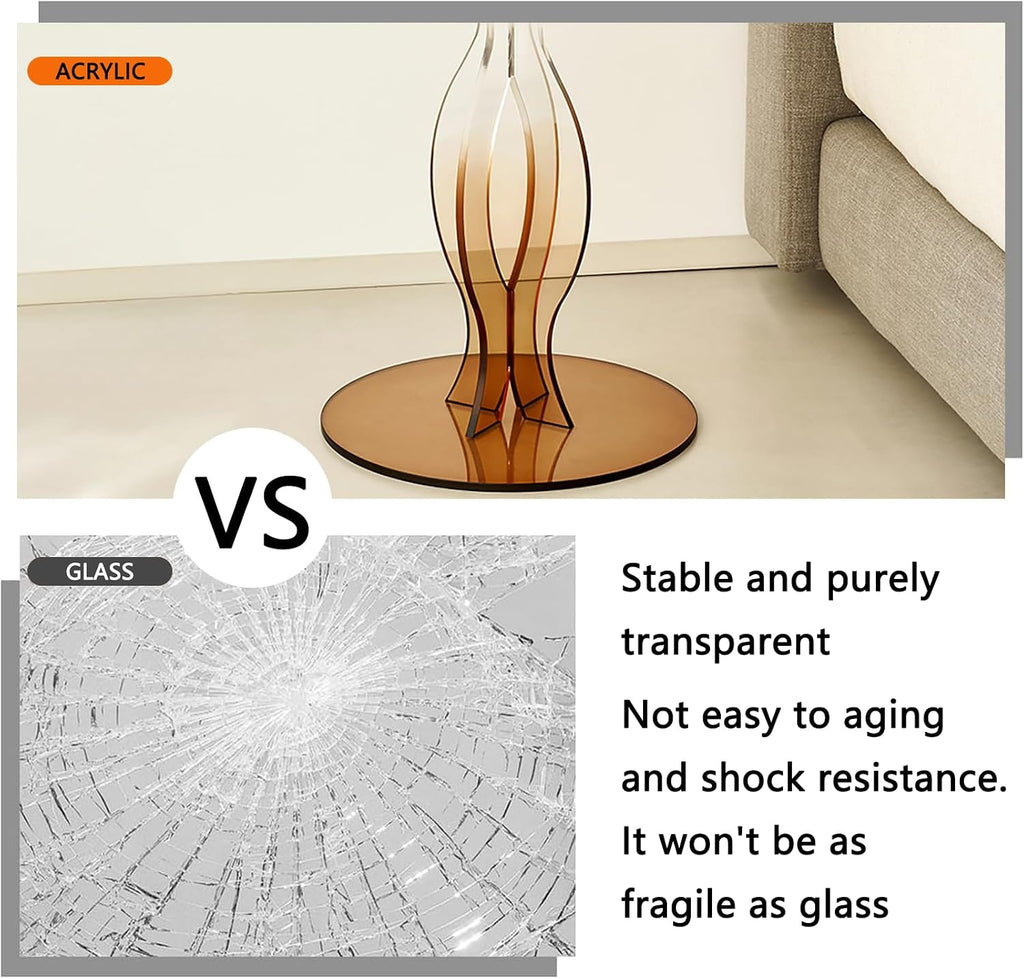 Amber Clear Acrylic Round Side Table