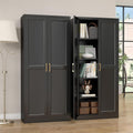 Black Metal Tall Kitchen Pantry Cabinet