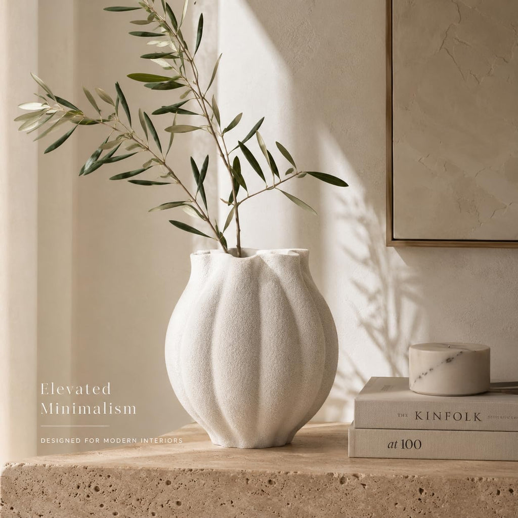 Textured White Sculptural Ceramic Vase