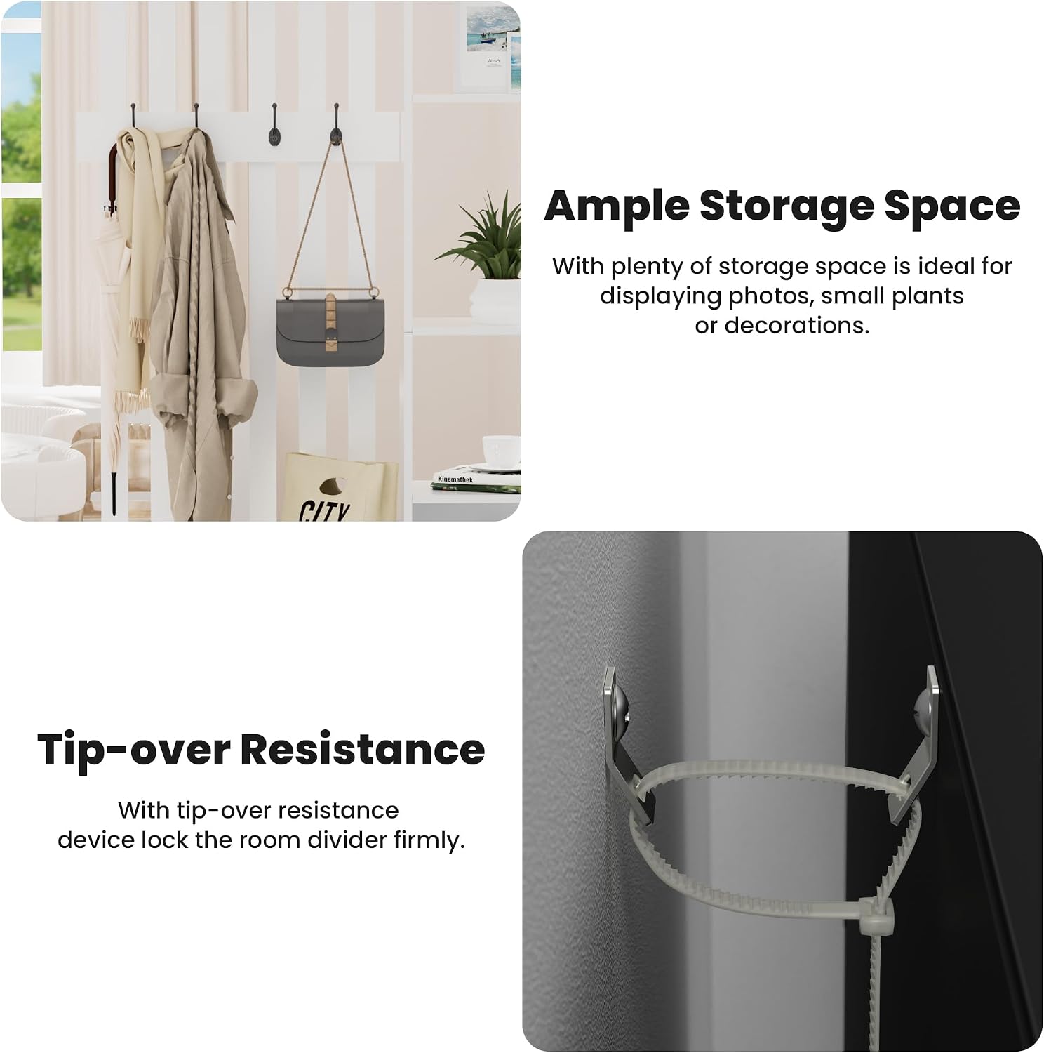 Floor-to-Ceiling Room Divider with Shoe Storage & Coat Rack
