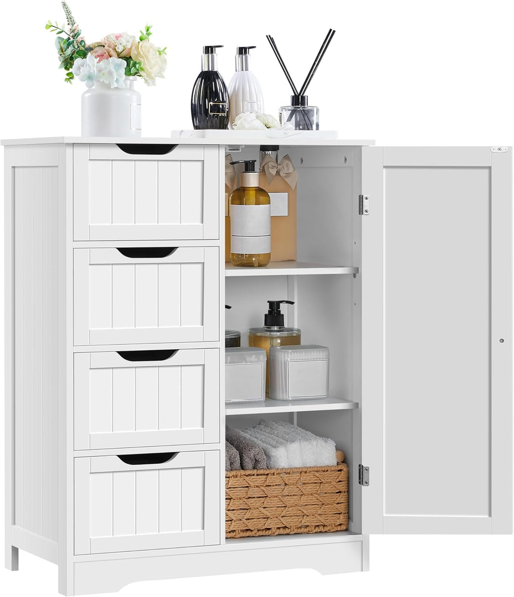 White Drawer Bathroom Storage Cabinet