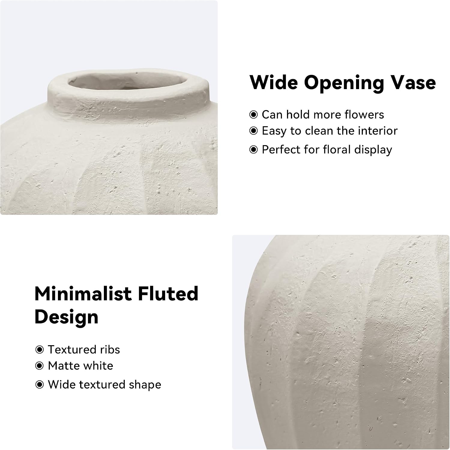 Large White Farmhouse Floor Vase