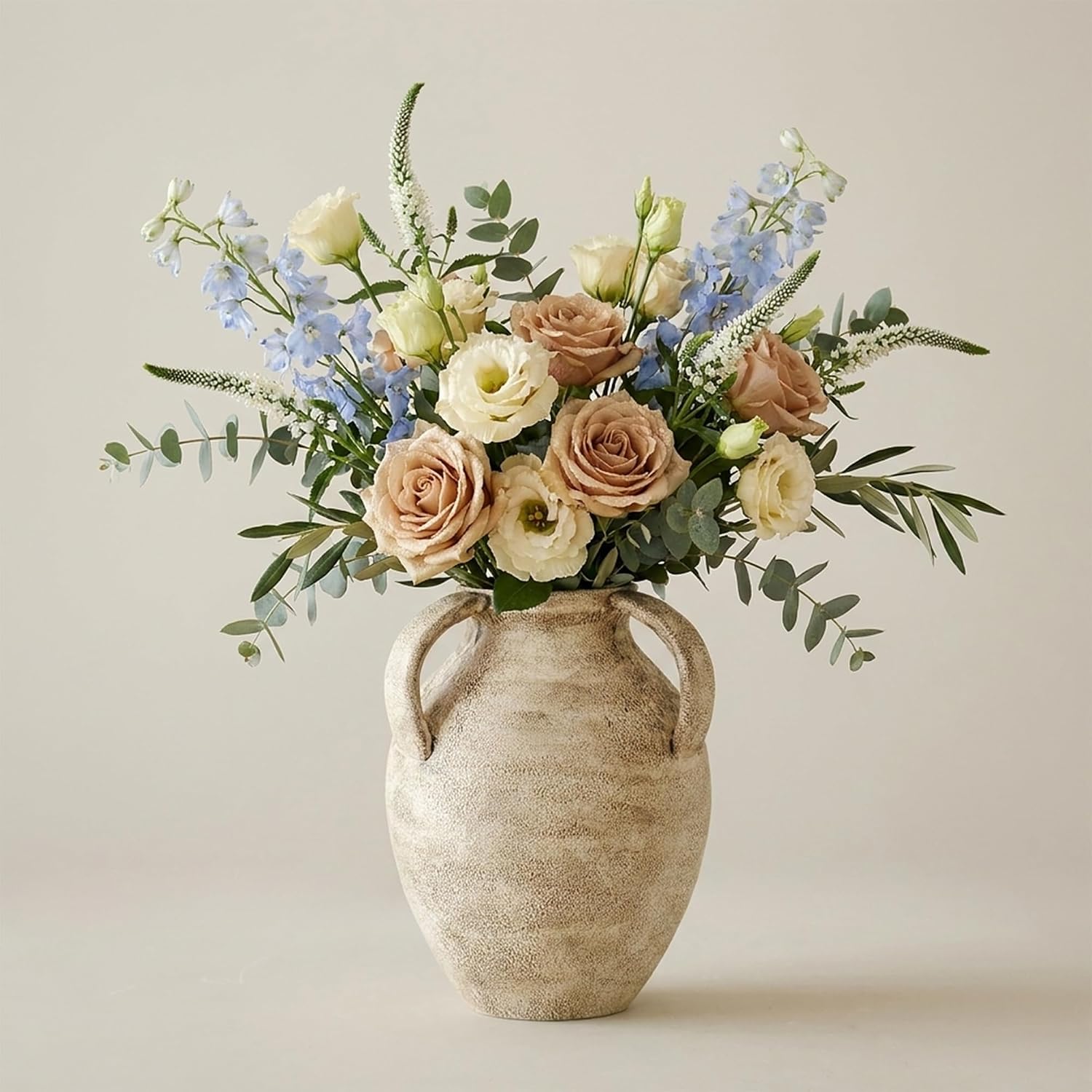 Stone Vein Three Handle Ceramic Vase