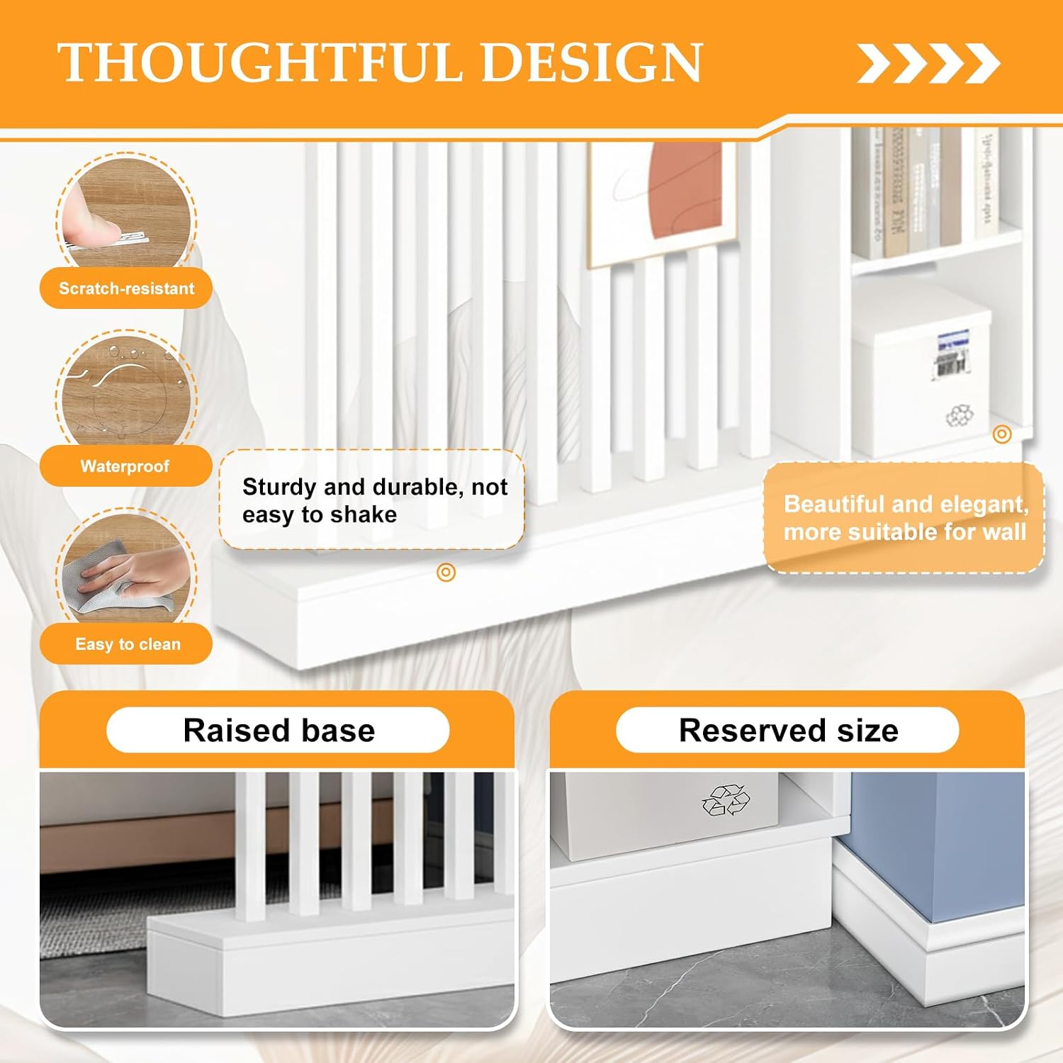 White Freestanding Storage Shelf Wall Room Divider