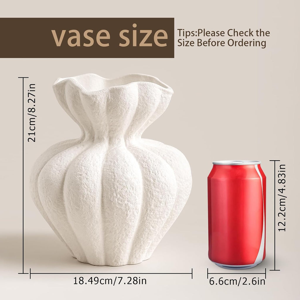 White Boho Decor Ceramic Flower Vase