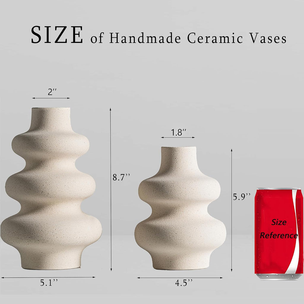 Off White Round Ceramic Vase Set of 2