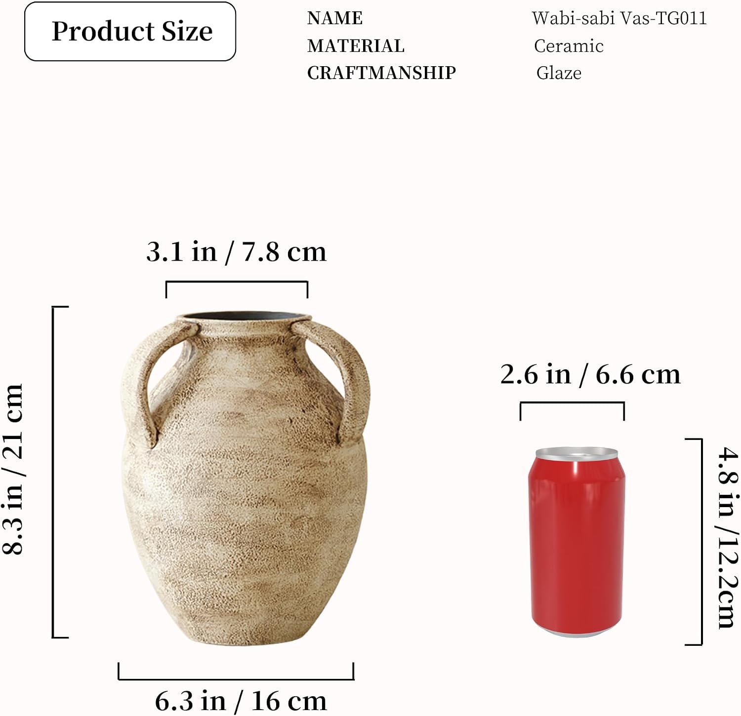 Stone Vein Three Handle Ceramic Vase