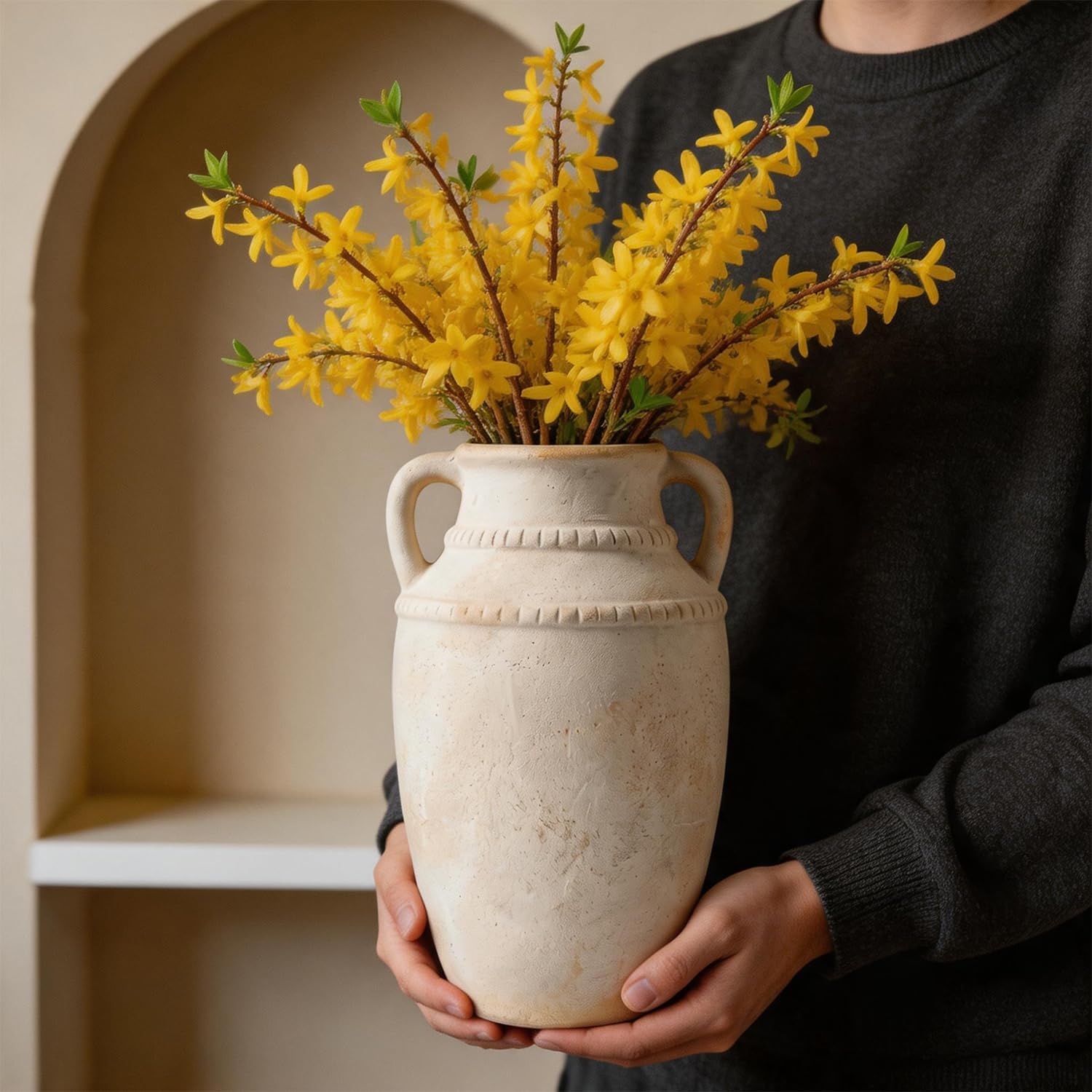 Rustic Farmhouse Ceramic Decor Vase