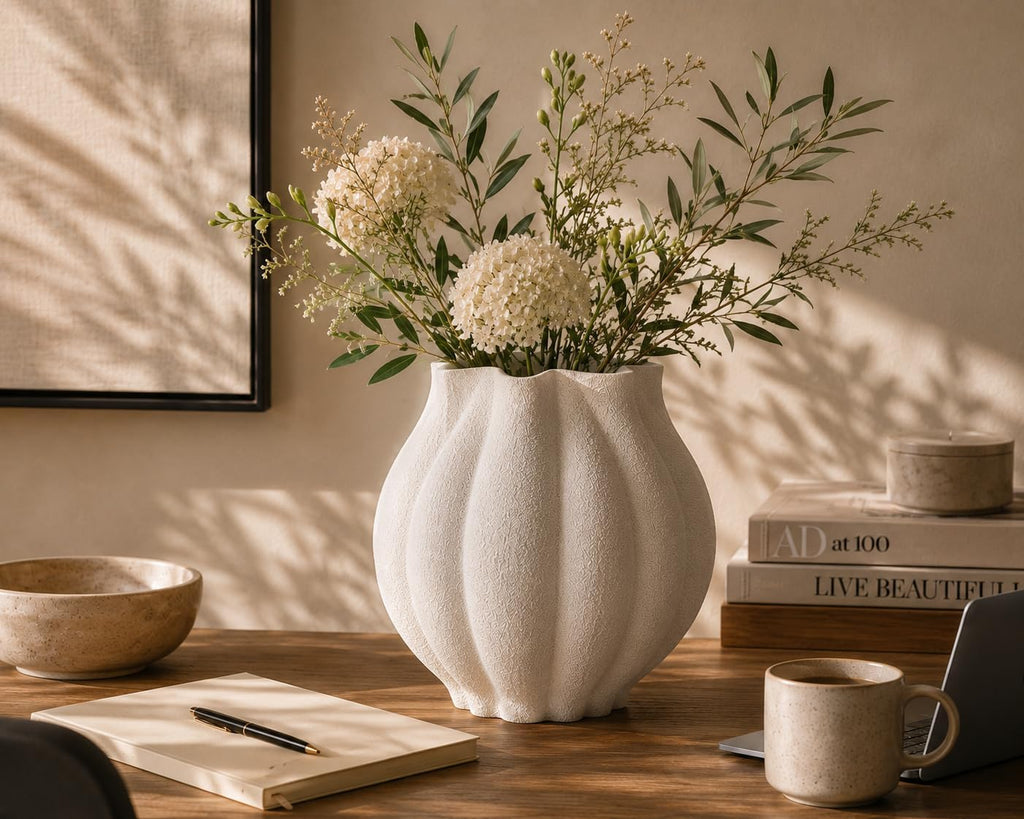 Textured White Sculptural Ceramic Vase