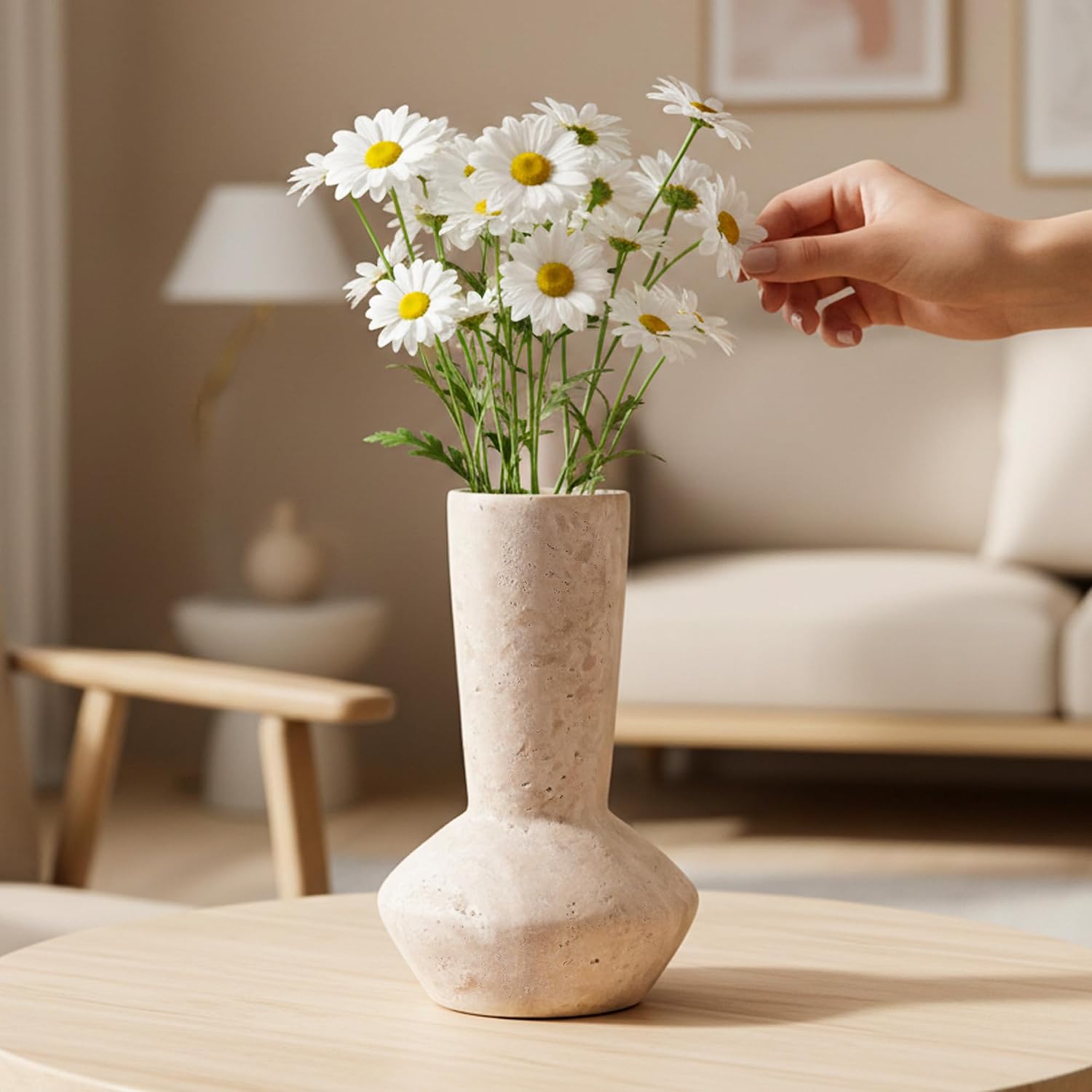 Handmade Travertine Decor Flower Vase