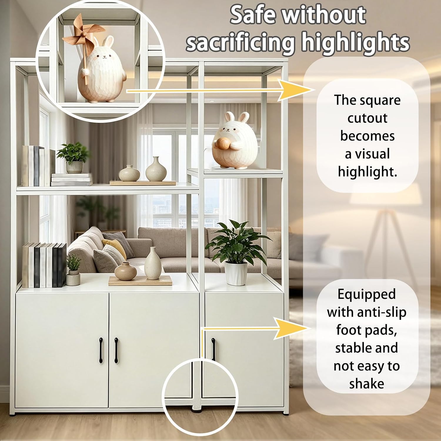 Black Modern Open Shelving Storage Room Divider Cabinet