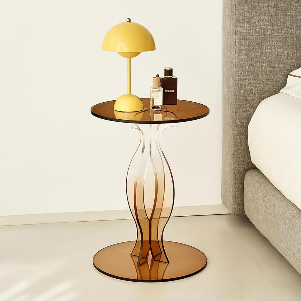 Amber Clear Acrylic Round Side Table