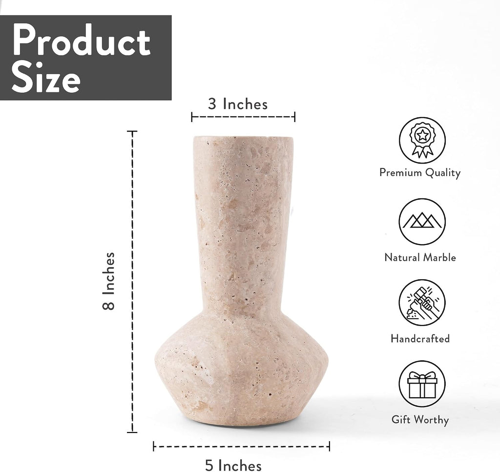 Handmade Travertine Decor Flower Vase