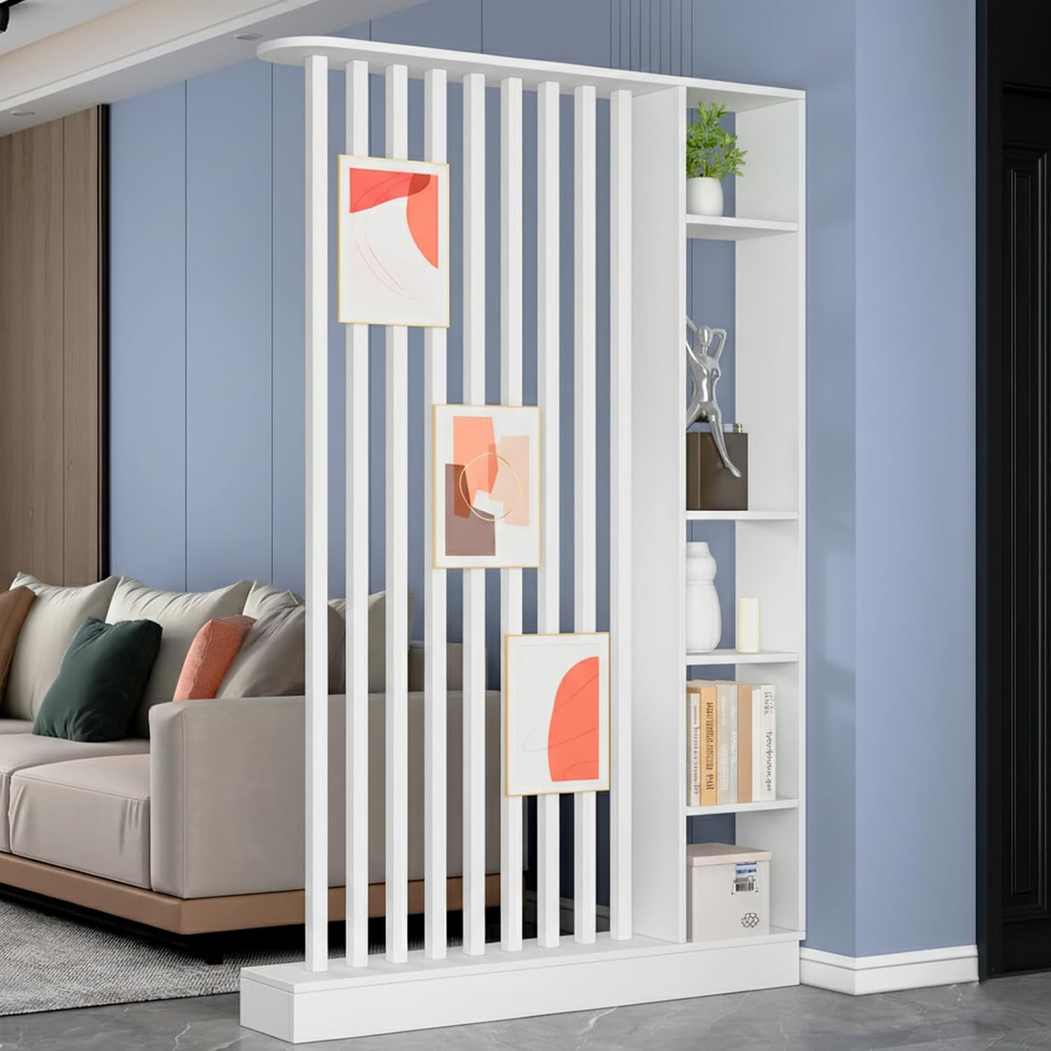 White Freestanding Storage Shelf Wall Room Divider