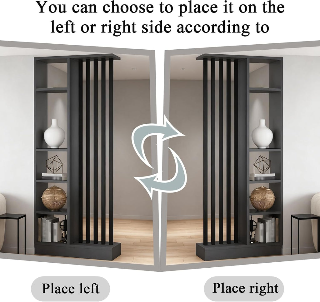 Gray Black Floor-to-Ceiling Shelved Entrance Room Divider