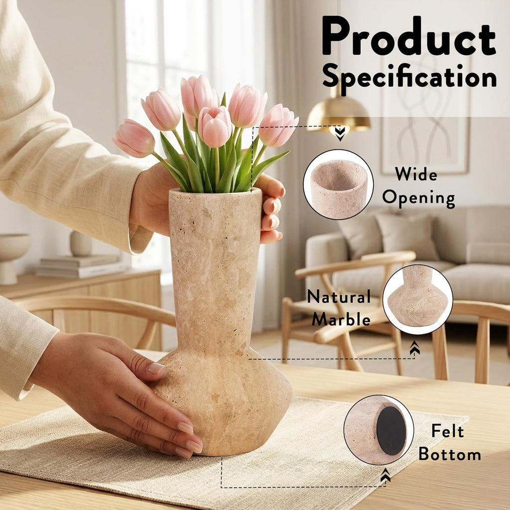Handmade Travertine Decor Flower Vase