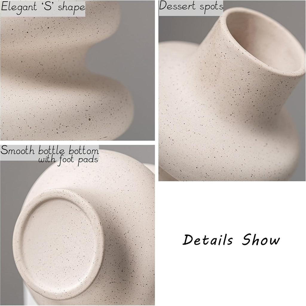 Off White Round Ceramic Vase Set of 2