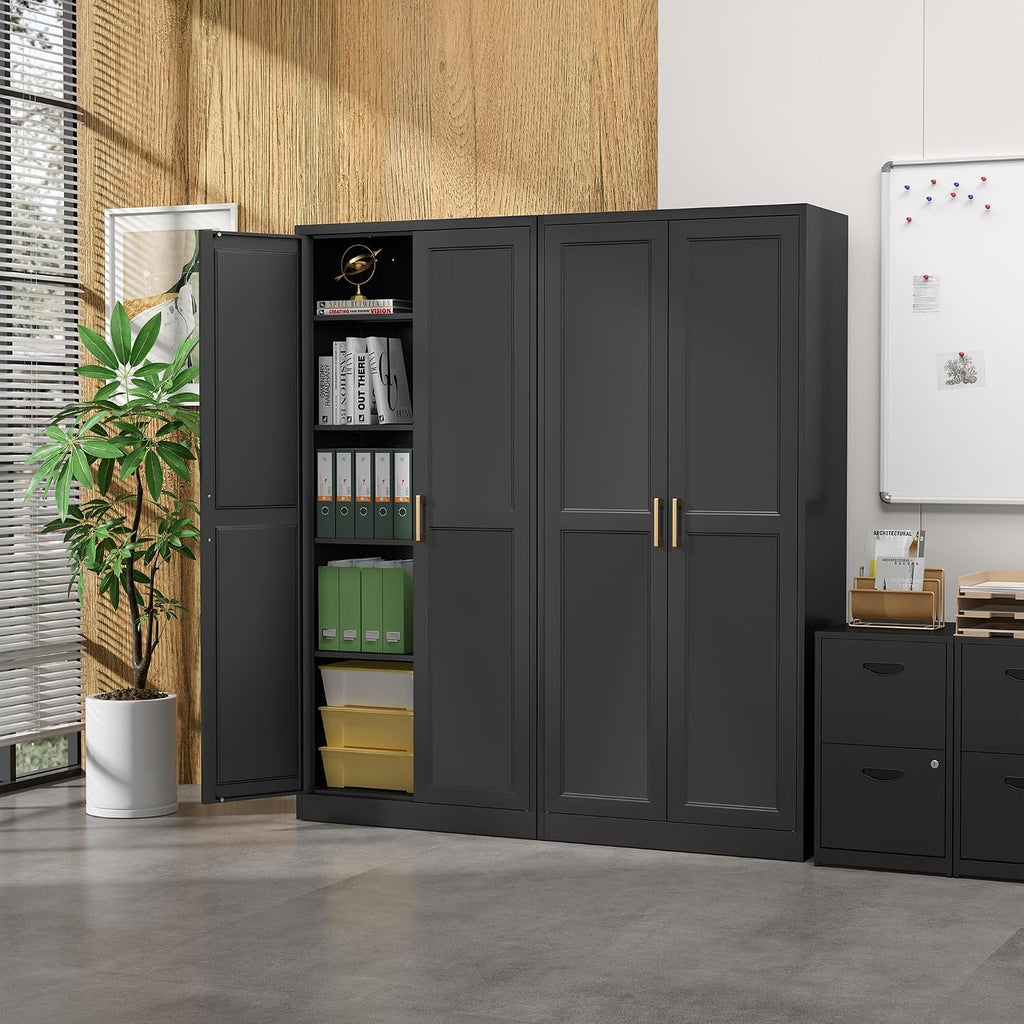Black Metal Tall Kitchen Pantry Cabinet