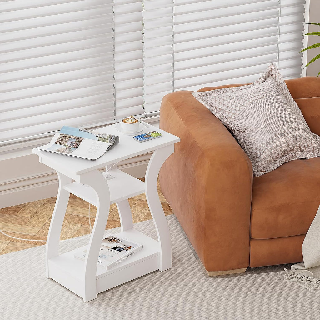 White 3-Tier End Table Set of 2